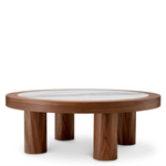 Presedio Coffee Table - Walnut Veneer/Bianco Lilac Marble, 39.37"Dia