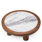 Presedio Coffee Table - Walnut Veneer/Bianco Lilac Marble, 39.37"Dia