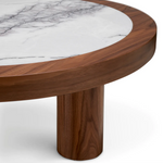 Presedio Coffee Table - Walnut Veneer/Bianco Lilac Marble, 39.37"Dia
