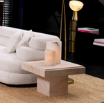 Sartoria Side Table - Travertine, 25.59"W x 19.88"D