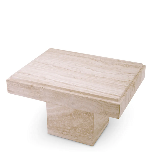 Sartoria Side Table - Travertine, 25.59"W x 19.88"D