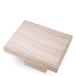 Sartoria Side Table - Travertine, 25.59"W x 19.88"D