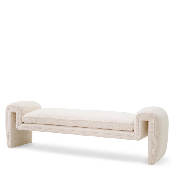 Tondo Bench - Boucle Cream, 69.69" W x 17.32"D