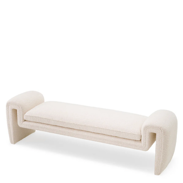 Tondo Bench - Boucle Cream, 69.69" W x 17.32"D