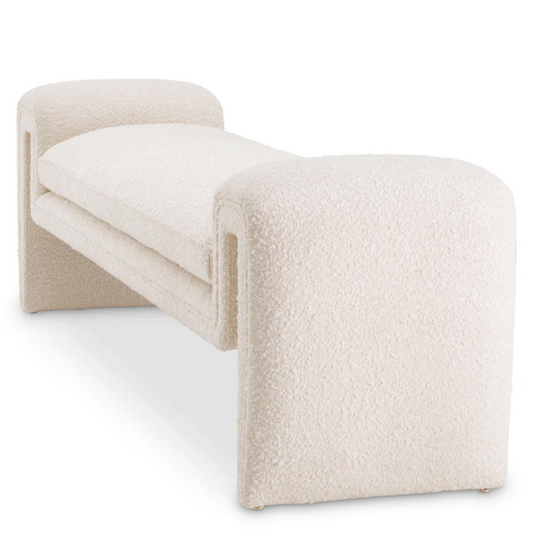 Tondo Bench - Boucle Cream, 69.69" W x 17.32"D