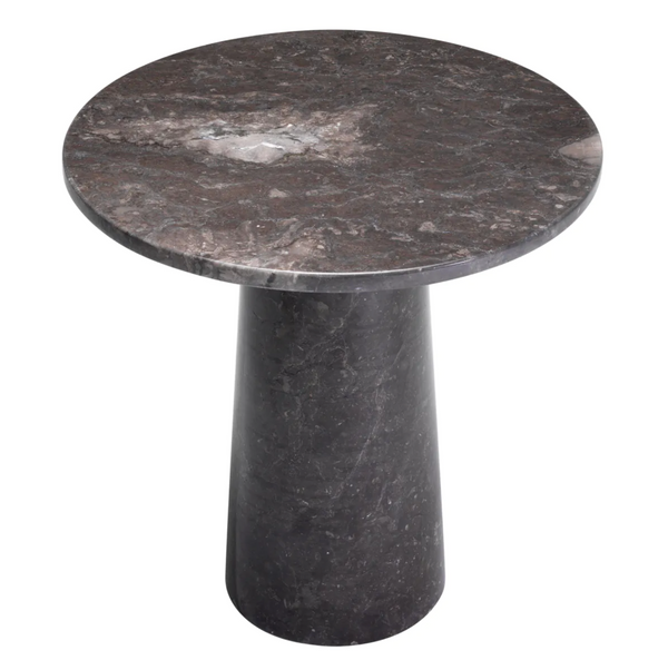 Terry Side Table - Grey Marble, 21.65"Dia