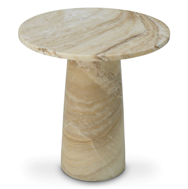 Terry Side Table - Travertine, 21.65"Dia