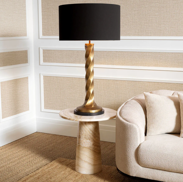 Terry Side Table - Travertine, 21.65"Dia