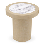 Presedio Side Table - Washed Oak Veneer/ Bianco Lilac Marble, 19.69"Dia