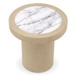 Presedio Side Table - Washed Oak Veneer/ Bianco Lilac Marble, 19.69"Dia