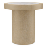 Presedio Side Table - Washed Oak Veneer/ Bianco Lilac Marble, 19.69"Dia