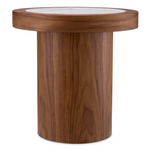Presedio Side Table - Walnut Veneer/Bianco Lilac Marble, 19.69"Dia