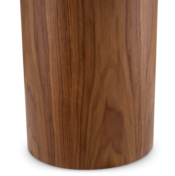Presedio Side Table - Walnut Veneer/Bianco Lilac Marble, 19.69"Dia