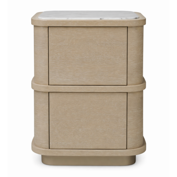 Cabana Nightstand - Washed Oak Veneer/Bianco Lilac Marble, 19.69"W