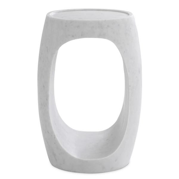 Clipper Side Table, Honed White Marble, 2 Sizes