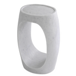 Clipper Side Table, Honed White Marble, 2 Sizes