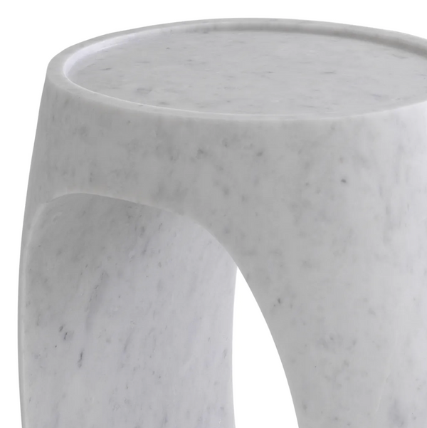 Clipper Side Table, Honed White Marble, 2 Sizes