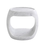 Clipper Side Table, Honed White Marble, 2 Sizes
