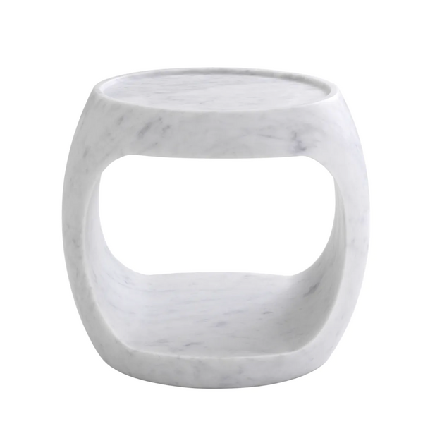 Clipper Side Table, Honed White Marble, 2 Sizes