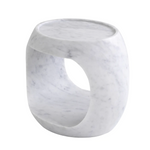Clipper Side Table, Honed White Marble, 2 Sizes