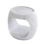 Clipper Side Table, Honed White Marble, 2 Sizes