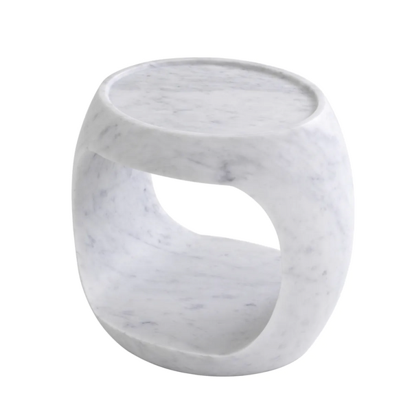 Clipper Side Table, Honed White Marble, 2 Sizes