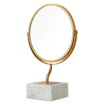 Jovanni Table Mirror - White Marble/Vintage Brass