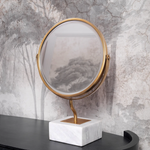 Jovanni Table Mirror - White Marble/Vintage Brass