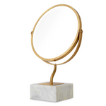 Jovanni Table Mirror - White Marble/Vintage Brass