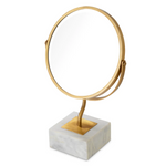 Jovanni Table Mirror - White Marble/Vintage Brass
