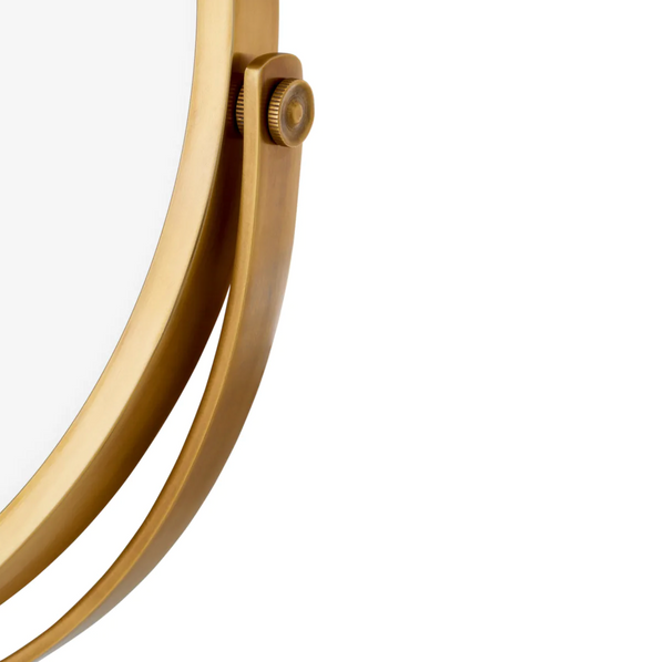 Jovanni Table Mirror - White Marble/Vintage Brass