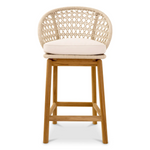 Trinity Indoor/Outdoor Counter Stool - Flores Off-White/Teak, 21.06"W