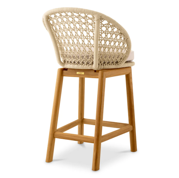 Trinity Indoor/Outdoor Counter Stool - Flores Off-White/Teak, 21.06"W