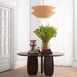 Tavira Chandelier - Natural Rattan/Vintage Brass, 33.46" Dia