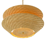 Tavira Chandelier - Natural Rattan/Vintage Brass, 33.46" Dia