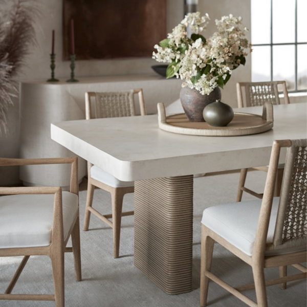 Marin Dining Table, White Agate / Wheat, 108"L X 45"W X 30"H