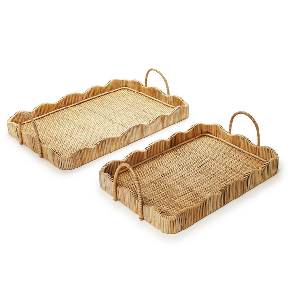 Scalloped Edge Trays with Handles, 2 Sizes, Sold Separately