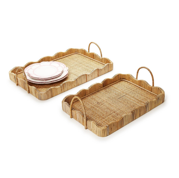 Scalloped Edge Trays with Handles, 2 Sizes, Sold Separately