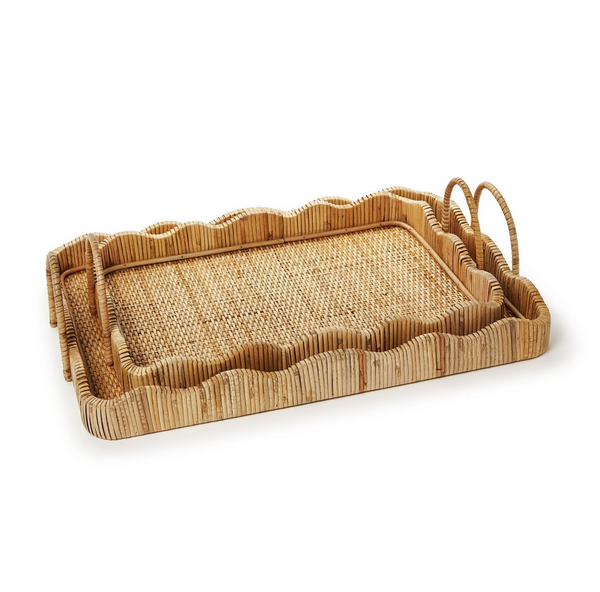 Scalloped Edge Trays with Handles, 2 Sizes, Sold Separately