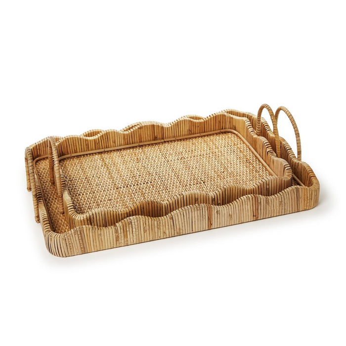 Scalloped Edge Trays with Handles, 2 Sizes, Sold Separately