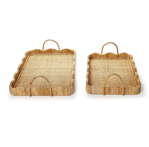 Scalloped Edge Trays with Handles, 2 Sizes, Sold Separately