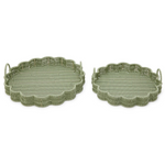 All Weather Wicker Scalloped Edge Green Round Serving Tray, 2 Sizes, Sold Separately