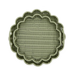 All Weather Wicker Scalloped Edge Green Round Serving Tray, 2 Sizes, Sold Separately