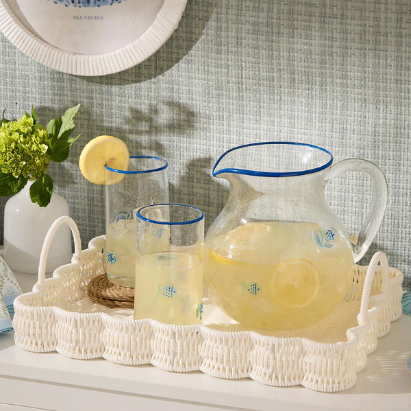 All Weather Wicker Scalloped Edge Serving Trays, 2 Sizes, Sold Separately