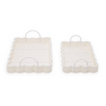 All Weather Wicker Scalloped Edge Serving Trays, 2 Sizes, Sold Separately