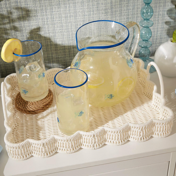 All Weather Wicker Scalloped Edge Serving Trays, 2 Sizes, Sold Separately