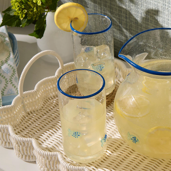 All Weather Wicker Scalloped Edge Serving Trays, 2 Sizes, Sold Separately