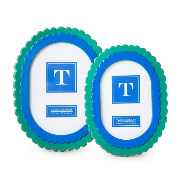 Double Scalloped Edge Blue/Green Photo Frames, 2 Sizes, Sold Separately