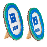 Double Scalloped Edge Blue/Green Photo Frames, 2 Sizes, Sold Separately