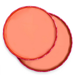 Scalloped Pink and Orange Dual Tone Lacquered Tays, 2 Sizes, Sold Separately